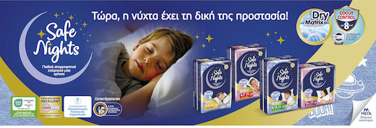 Детско Абсорбиращо Нощно Бельо за Момичета на 3–4 години (12–22 kg) Safe Nights – 16 бр. / Нощни Памперси с Допълнителна Абсорбираща Способност