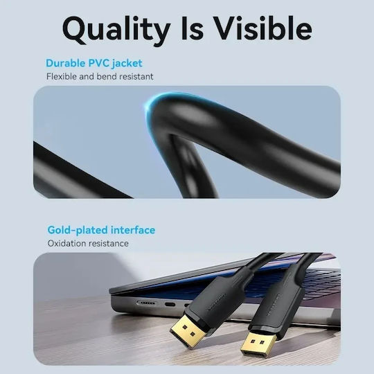 Vention HAKBI Καλώδιο DisplayPort male - DisplayPort male 3m Μαύρο