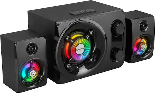 RMS-G8 Computer Speakers 2.1 With RGB Lighting and 25W Power Black