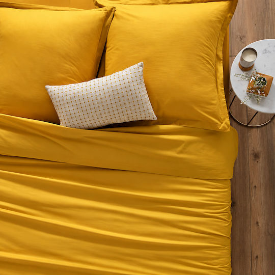 Atmosphera Παπλωματοθήκη Βαμβακερή Μονή 140x200 Yellow-ochre