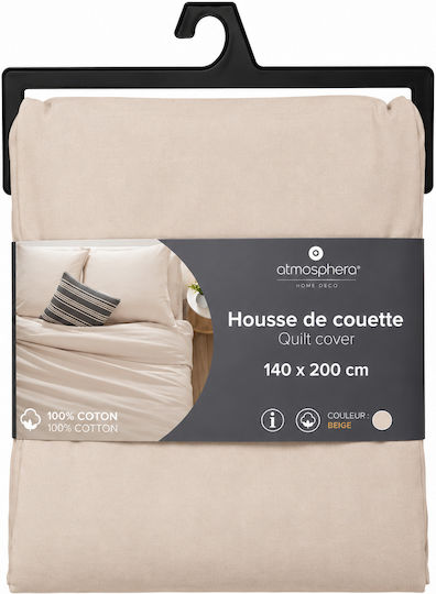 Atmosphera Παπλωματοθήκη Βαμβακερή Μονή 140x200 Beige