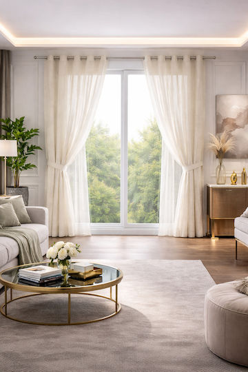 Atmosphera Κουρτίνα με Τρουκς Ivory White 135x240εκ.