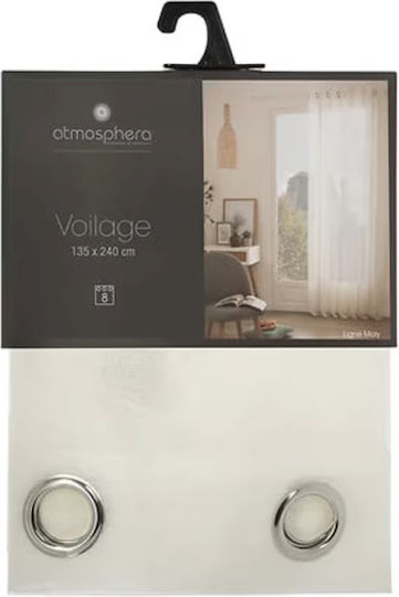 Atmosphera Κουρτίνα με Τρουκς Ivory White 135x240εκ.