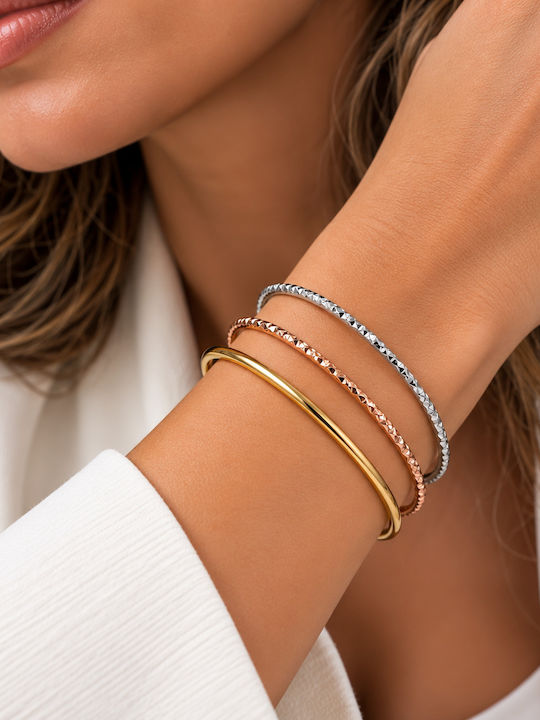Kingleap Women's Stainless Steel Gold-Plated Cuff Bracelet Set