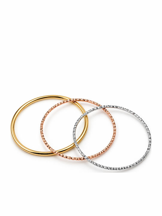 Kingleap Women's Stainless Steel Gold-Plated Cuff Bracelet Set