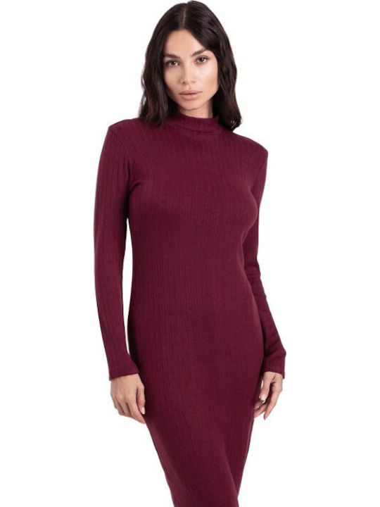 Midi Kleid in Burgundrot