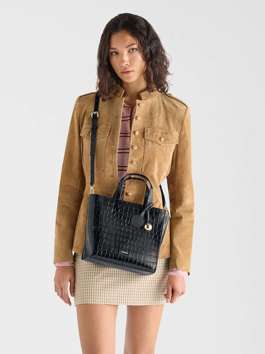 Divide It Tote S Tote-Tasche für Damen aus schwarzem Leder