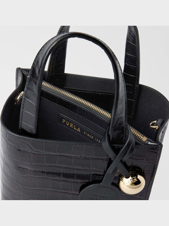 Divide It Mini Leather Women's Tote Bag Black O6000