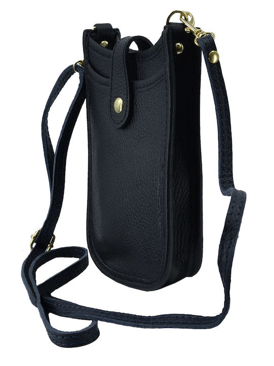 Black Leather Women's Mobile Phone Pouch