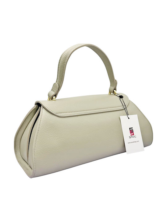 Leather Women's Flap Bag Ecru