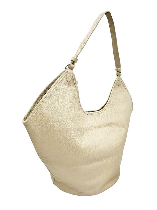 Ecru Leather Women's Shoulder Bag