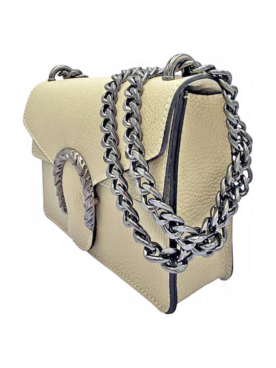 Leather Women's Flap Bag Ecru
