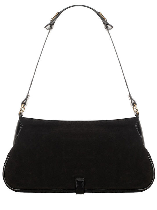 Damen Schulter- / Handtasche aus schwarzem Wildleder