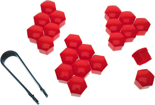 17 Mm Red Wheel Bolt Caps 20-piece Set Wheel Cap Puller Extremo Tuning