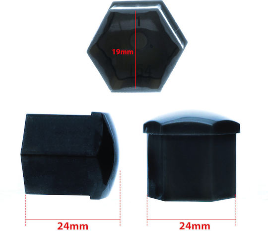 19 Mm Black Bolt Covers 20-piece Set Installation Tool Wheel Protection Caps