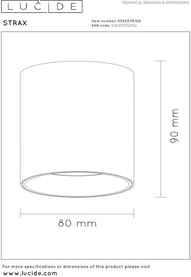 Φωτιστικό Οροφής Lucide 55953-15-08 Straxx Γκρι Grey 2700k-4000k Φωτιστικό Οροφής Lucide 55953-15-08 Straxx Γκρι Grey 2700k-4000k
