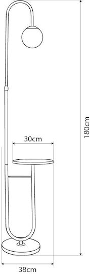 kelvo Floor Lamp H180xL38cm with E27 Bulb Holder Matte Black