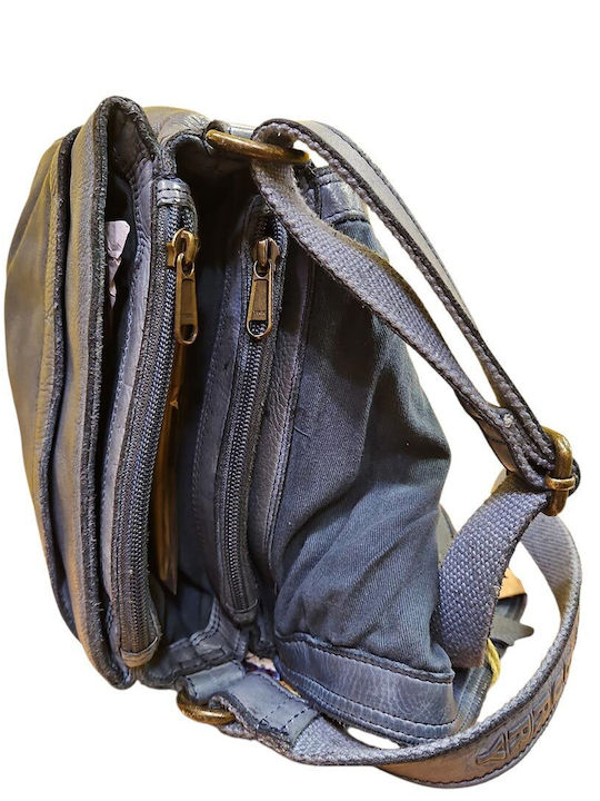 Blue Leather Men's Shoulder / Crossbody Bag