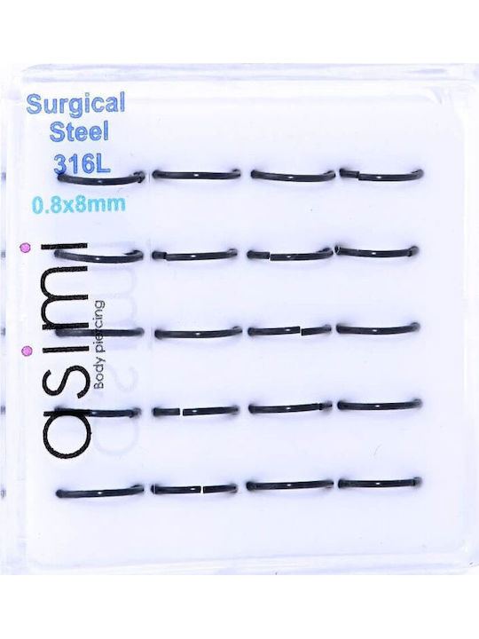 Asimi Body Piercing Обеца Халка за Нос от Стомана 8 mm Черна Asimi Body Piercing Обеца Халка за Нос от Стомана 8 mm Черна