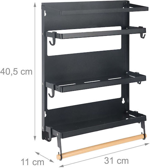 Relaxdays Wandregal Metall 31x11x40,5 cm Schwarz