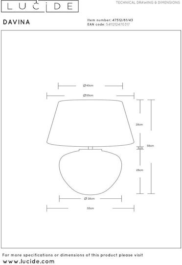 Lucide Lightning Table Lamp with Brown Shade and Base