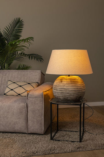 Lucide Lightning Table Lamp with Brown Shade and Base