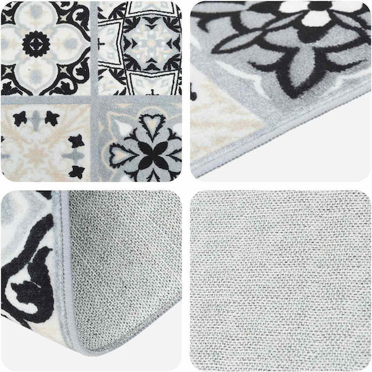 vidaXL Oriz Rectangular Rug Grey and Black 100x250 cm