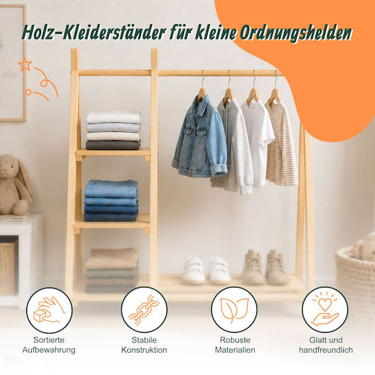 Relaxdays Kleiderständer Aus Holz Beigem