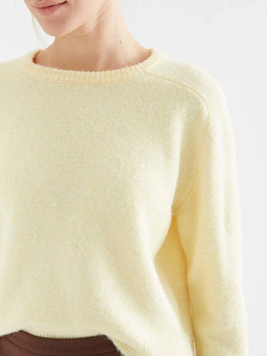 Γυναικείο Μακρυμάνικο Πουλόβερ Μάλλινο Light Yellow