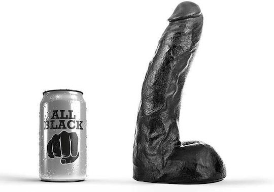 All Black Ρεαλιστικό Dildo με Βεντούζα Μαύρο