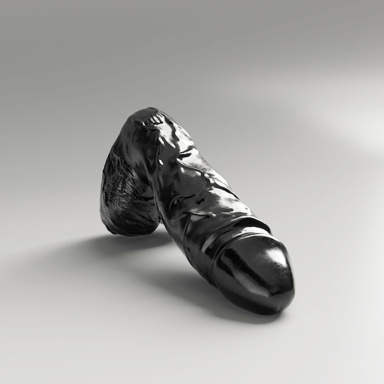 All Black Ρεαλιστικό Dildo με Όρχεις και Βεντούζα Μαύρο