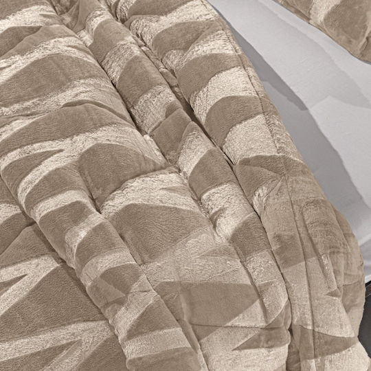 Guy Laroche Sherpa Comforter Set King Size 260x240cm Zadic Camel 530 GSM