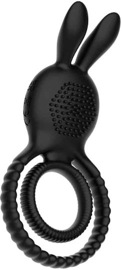 Inel Dublu pentru Penis Bunny Ring Guilty Toys 10 Vibrații Negru