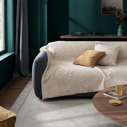 Gofis Home Ριχτάρι Τριθέσιου Καναπέ Chenille 180x300εκ. Beige
