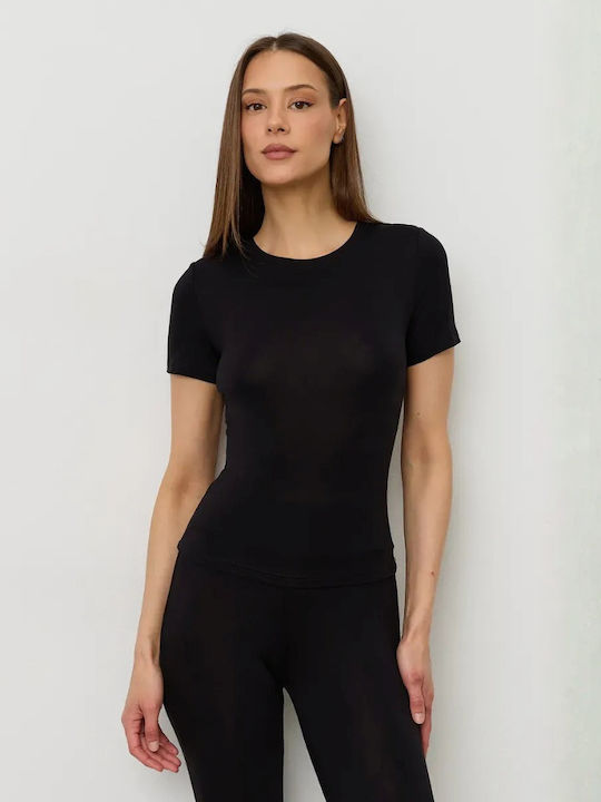 Chicret Set de Pijamale de Iarnă pentru Femei Negru