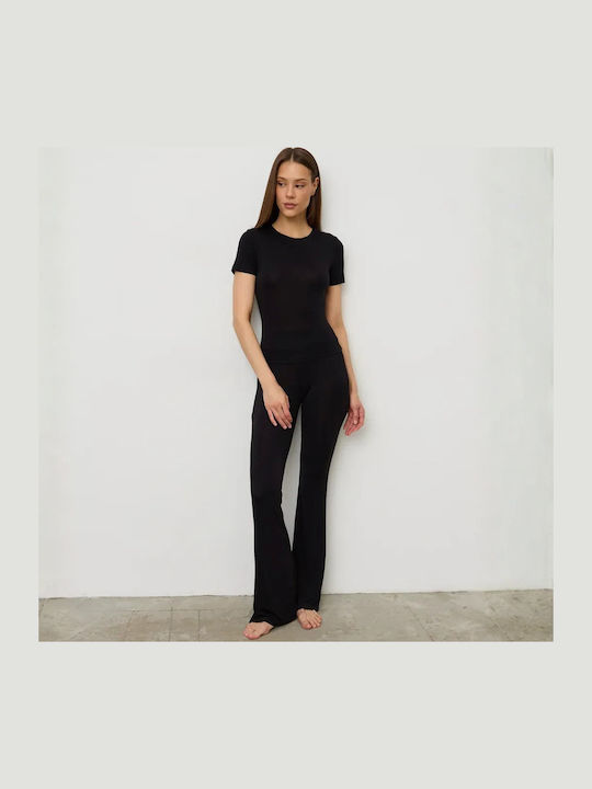 Chicret Set de Pijamale de Iarnă pentru Femei Negru
