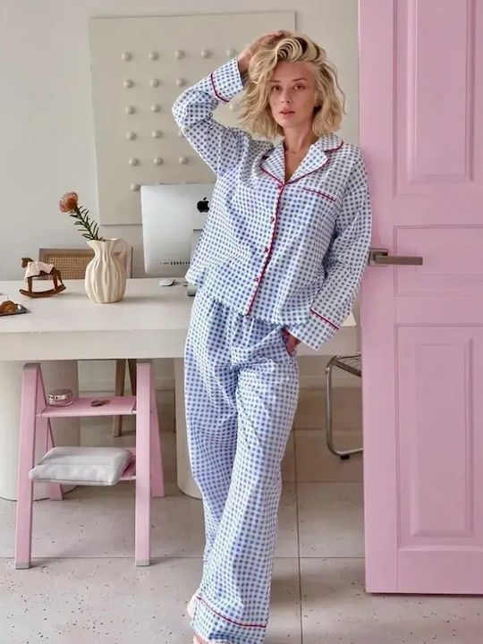 Chicret Winterliches Damen-Pyjama-Set Blau