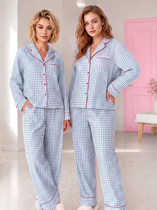 Chicret Winterliches Damen-Pyjama-Set Blau