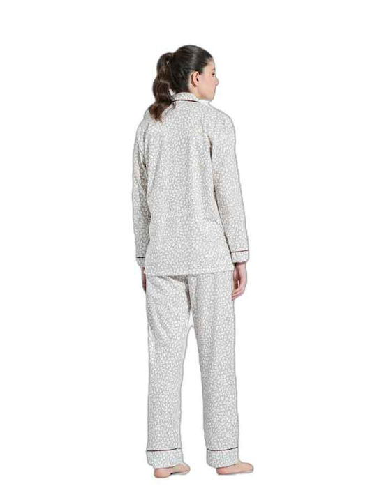 Jeannette Lingerie Winter Women's Cotton Pyjama Set Grey