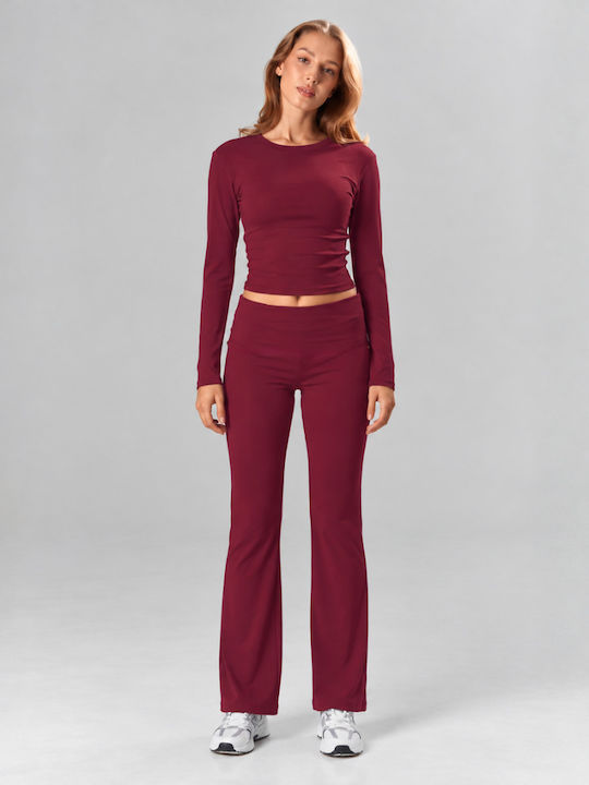 Chicret Bordeauxfarbenes Damen-Winterpyjama-Set