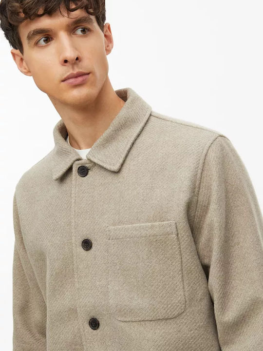 Overshirt с дълъг ръкав, бежов