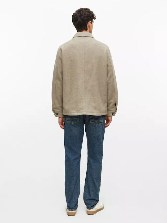 Overshirt с дълъг ръкав, бежов