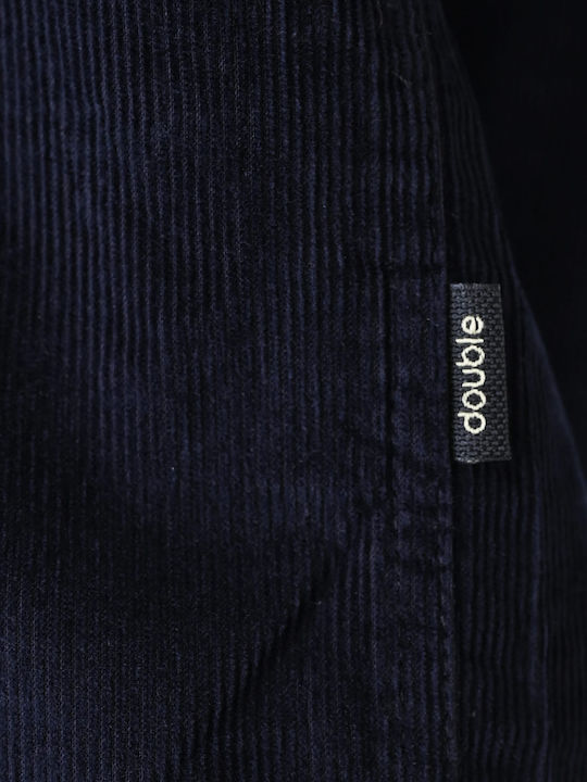 Long Sleeve Corduroy Overshirt in Regular Fit Navy Blue