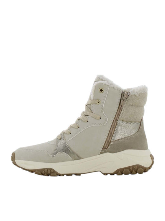 Damenstiefeletten mit Fell in Ecru