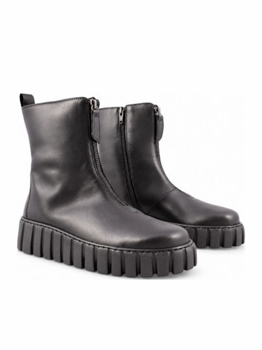 Leather Women's Ankle Boots Black