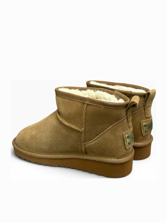 Leather Women's Ankle Boots with Fur Cuero GY-08655-26-2