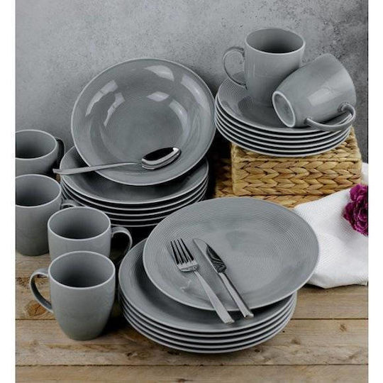 keleman Grey Porcelain Decorative Bowl 14x14cm 6 Pieces
