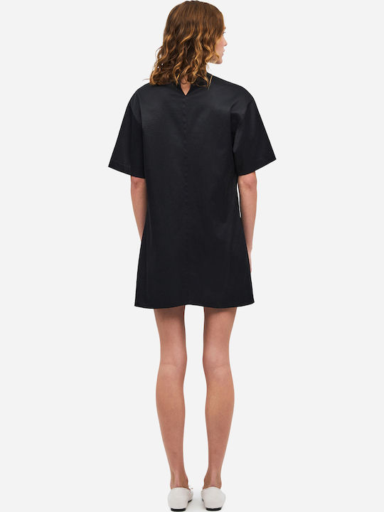 Summer Midi T-Shirt Dress Satin Black