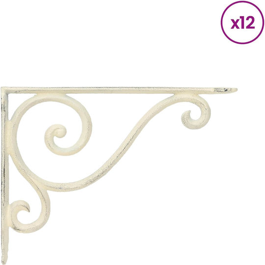 vidaXL Heavy-Duty Shelf Brackets Made of Stainless Steel in White 120x140 mm 12 pcs 42038864