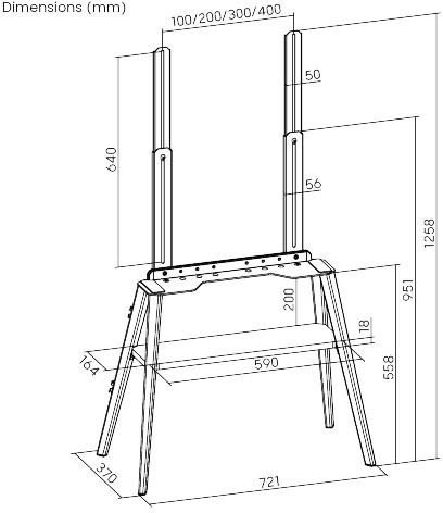 Brateck Tv Floorstand 40x40 1.25m 40kg Black Walnut Fs36-44f-02